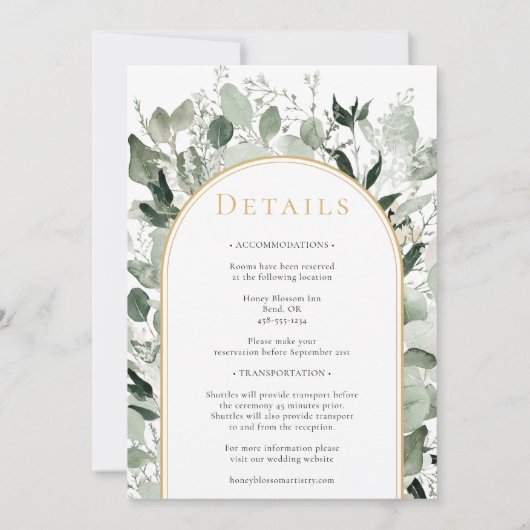 Eucalyptus groen goud eenvoudige bruiloft alles in kaart (Achterkant)