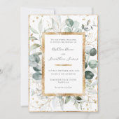 Eucalyptus groen goud elegante bruiloft kaart (Voorkant)