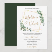 Eucalyptus groen goud geometrische moderne bruilof kaart (Voorkant / Achterkant)