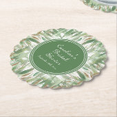 Eucalyptus Groen Goud Glitter Bladeren Bruiloft Kartonnen Onderzetters (Gekanteld)