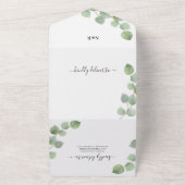 Eucalyptus groen & goud klassieke bruiloft all in one uitnodiging (Buitenkant)