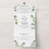Eucalyptus groen & goud klassieke bruiloft all in one uitnodiging (Binnen)