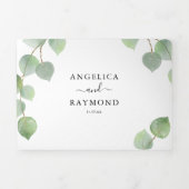 Eucalyptus groen & goud klassieke bruiloft drieluik uitnodiging (Cover)