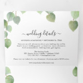 Eucalyptus groen & goud klassieke bruiloft drieluik uitnodiging (Binnenzijde eerst)