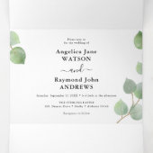 Eucalyptus groen & goud klassieke bruiloft drieluik uitnodiging (Binnenkant midden)