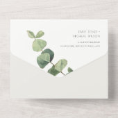 EUCALYPTUS GROEN GOUD LOOF WATERVERF TROUW  ALL IN ONE UITNODIGING (Achterkant)