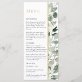 Eucalyptus groen goud moderne salie groen bruiloft menu (Voorkant)