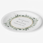 Eucalyptus groen goud salie groen bruiloft papieren bordje (Gekanteld)