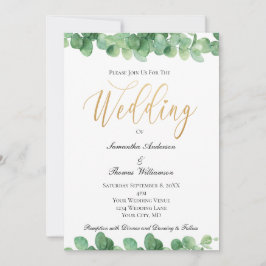 Eucalyptus Groen Goud Schrift Elegante Trouw Kaart