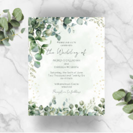 Eucalyptus Groen & Goud Trouw Uitnodiging 1001
