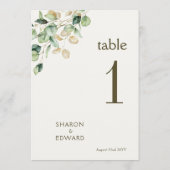Eucalyptus Groen & Goud Trouwen 5x7 Tafelnummer (Achterkant)