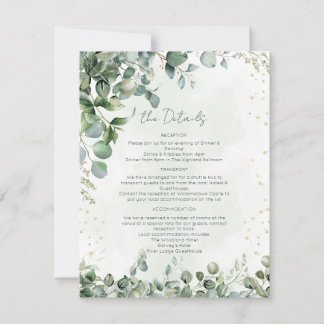 Eucalyptus Groen & Goud Trouwkaart Details 1001A Kaart