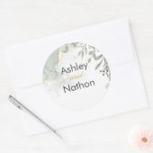 Eucalyptus groen & goud waterverf Huwelijk Ronde Sticker (Envelop)