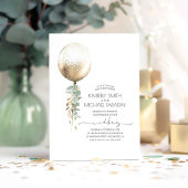 Eucalyptus groen gouden ballon elegante bruiloft kaart