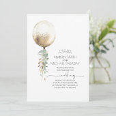 Eucalyptus groen gouden ballon elegante bruiloft kaart (Staand voorkant)