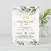 Eucalyptus groen gouden bladeren we zijn verloofd kaart (Staand voorkant)