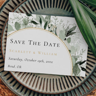 Eucalyptus groen gouden boog salie groen bruiloft save the date