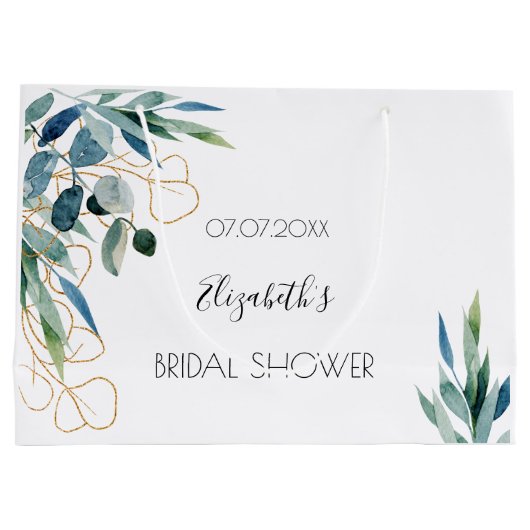 Eucalyptus groen gouden bruidsdouche naam groot cadeauzakje (Achterkant)
