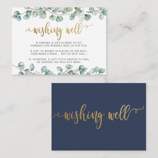 Eucalyptus groen gouden bruiloft goed wensen informatiekaartje (Voorkant / Achterkant)