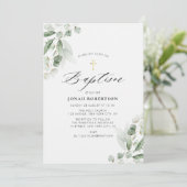 Eucalyptus groen gouden doop kaart (Staand voorkant)