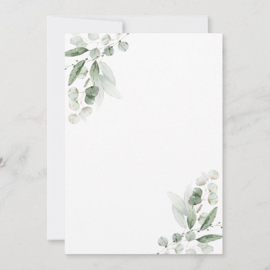 Eucalyptus groen gouden doop kaart (Achterkant)