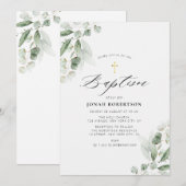 Eucalyptus groen gouden doop kaart (Voorkant / Achterkant)