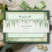 Eucalyptus groen gouden gebladerte uitnodigingen wikkel