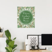 Eucalyptus Groen Gouden Glitter Bruids Welkom Poster (Thuiskantoor)