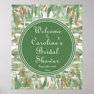 Eucalyptus Groen Gouden Glitter Bruids Welkom Poster