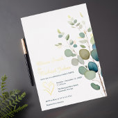 Eucalyptus groen gouden QR code bruiloft uitnodige Folie Feestdagenkaart
