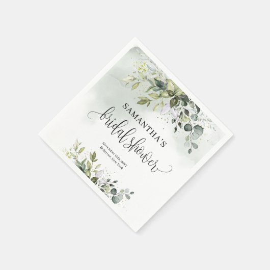 Eucalyptus groen gouden Vrijgezellenfeesten servet (Hoek)