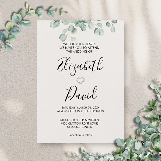 Eucalyptus groen hand getrokken hart kaart