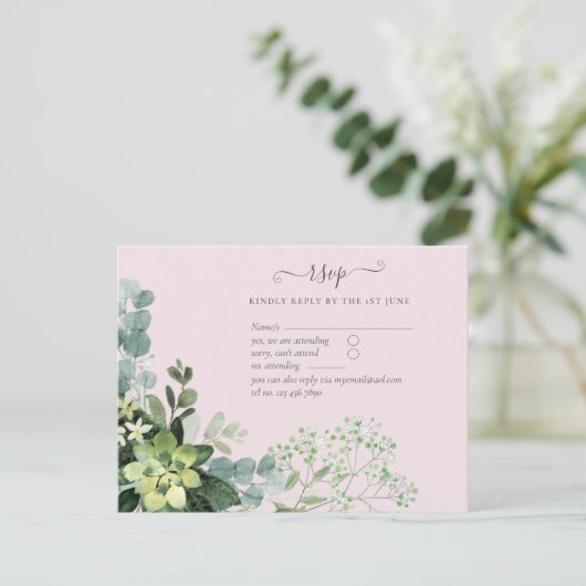 Eucalyptus groen Huwelijk Gebladerte Baby's adem Briefkaart (Staand voorkant)