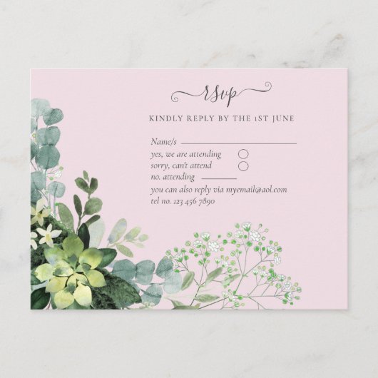 Eucalyptus groen Huwelijk Gebladerte Baby's adem Briefkaart (Voorkant)