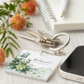 Eucalyptus groen Huwelijk gebladerte Baby's adem Sleutelhanger (Voorkant Rechts)