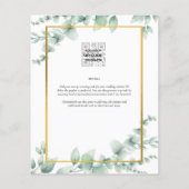 Eucalyptus groen Huwelijk QR CODE Modern Budget Flyer (Achterkant)