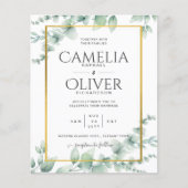 Eucalyptus groen Huwelijk QR CODE Modern Budget Flyer (Voorkant)