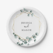 Eucalyptus groen Huwelijks Bruiloftsfeest Papieren Papieren Bordje (Voorkant)