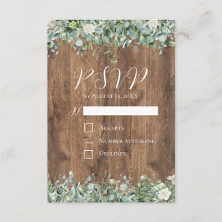 Eucalyptus groen Huwelijks RSVP kaart | Rustiek
