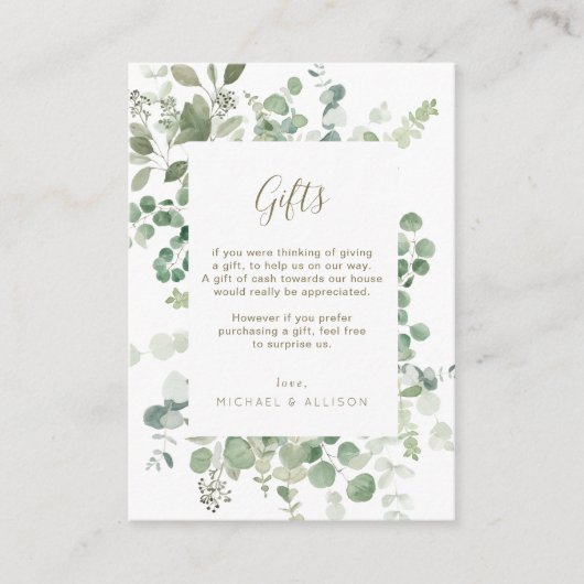 Eucalyptus groen huwelijkscadeaus kaart (Voorkant)