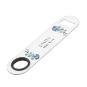 Eucalyptus groen huwelijksfeest gepersonaliseerd speed flessenopener (Voorkant Gekanteld)