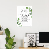 Eucalyptus groen huwelijksprogramma tijdlijn poster (Thuiskantoor)