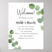 Eucalyptus groen huwelijksprogramma tijdlijn poster (Voorkant)