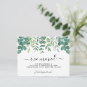 Eucalyptus groen ik ben verhuisd aankondigingskaart (Staand voorkant)