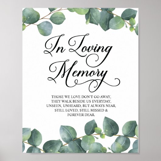 Eucalyptus groen in liefdevolle herinnering herden poster (Voorkant)