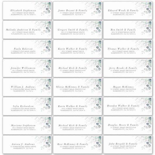 Eucalyptus groen individuele Adresetiketten Sticker (Voorkant)