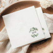 Eucalyptus groen Initialen bruiloft of Verloving Servet