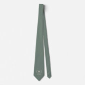 Eucalyptus Groen Ivoor Laurier Monogram Bruiloft Stropdas (Voorkant)