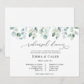 Eucalyptus groen kalligrafie repetitie diner kaart (Voorkant / Achterkant)