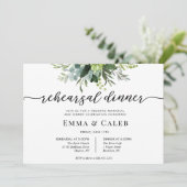 Eucalyptus groen kalligrafie repetitie diner kaart (Staand voorkant)